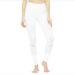 Alo Yoga White Moto Leggings